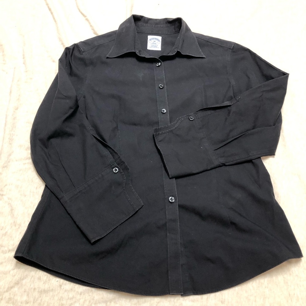 Brooks Brothers Black Buttondown Blouse Dress Shirt Business Office Professional